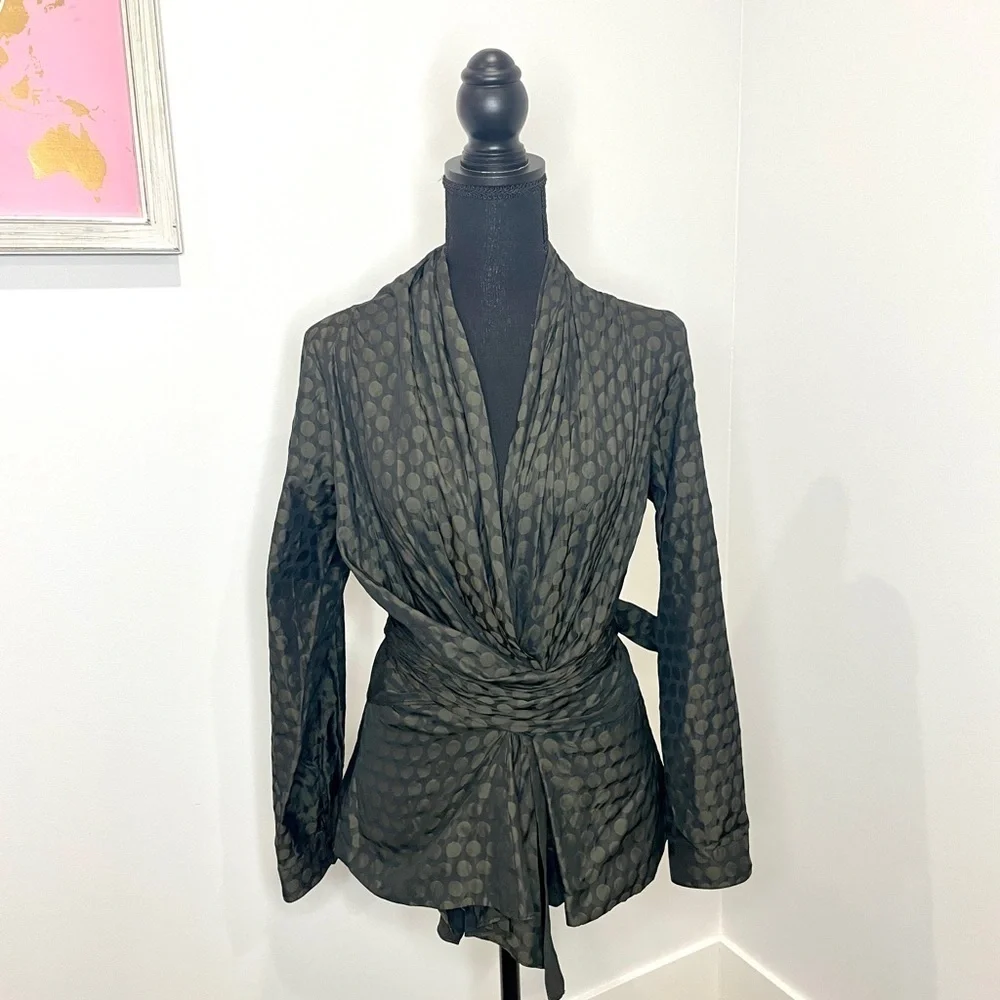 Farinaz Taghavi Black Polka Dot Long Sleeve Blouse